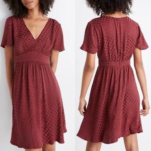 • Madewell • V-Neck Fit-and-Flare Dress in Dot Jacquard